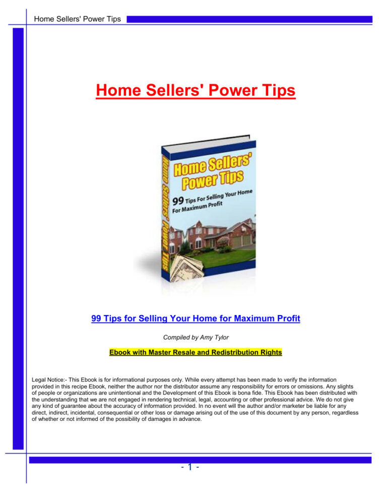Home Sellers Power Tips PDF Download – Unknown Author