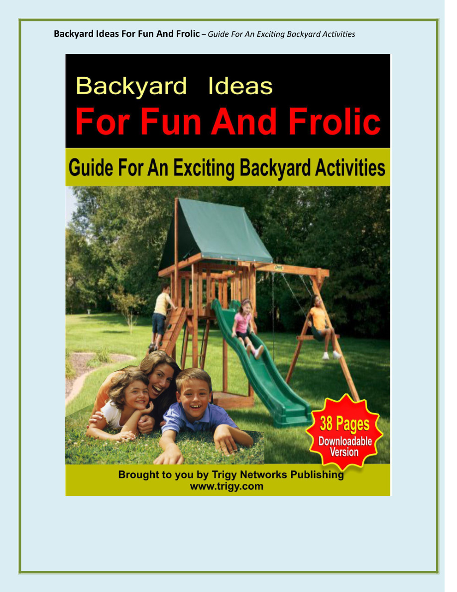 Backyard Ideas for Fun and Frolic PDF Download