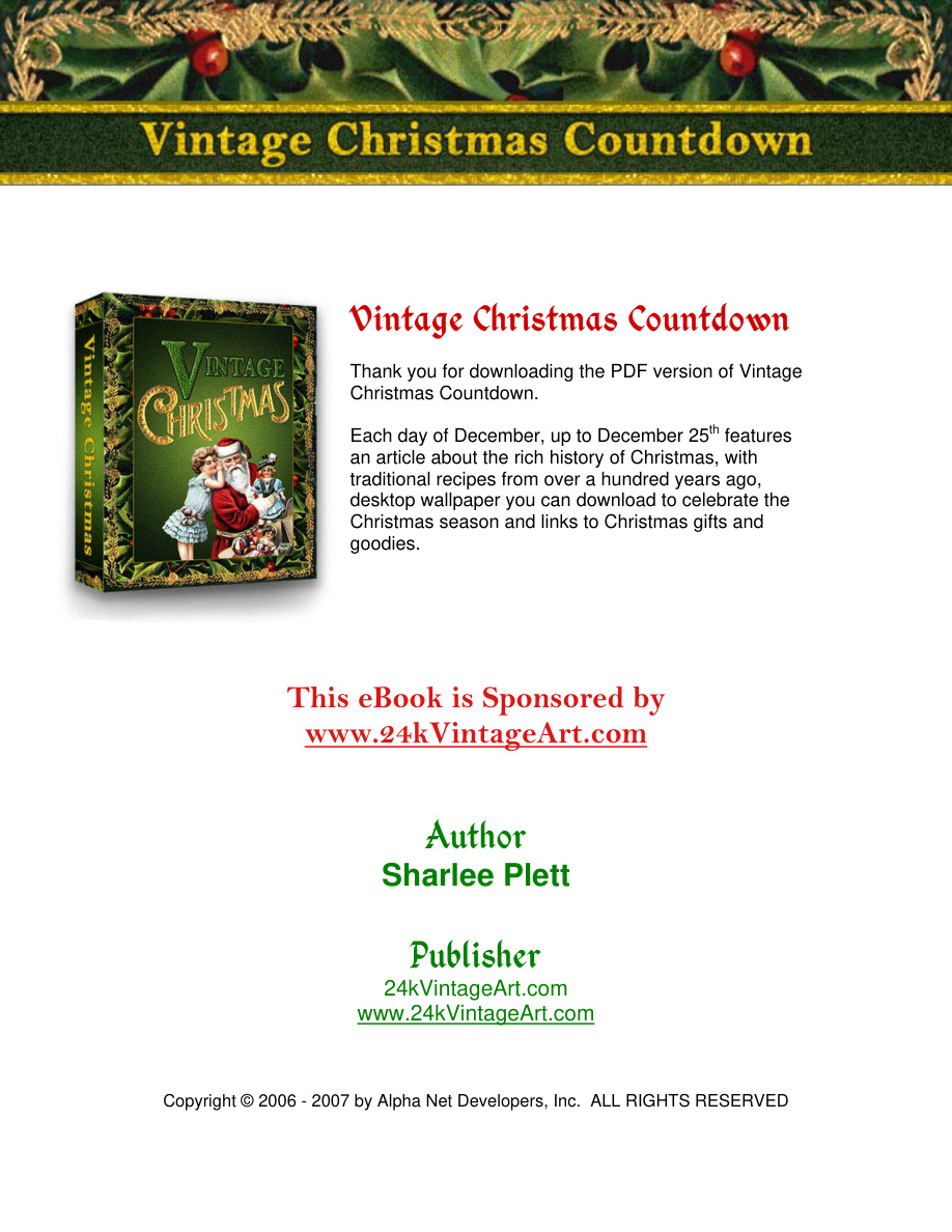 Vintage Christmas Countdown PDF Download