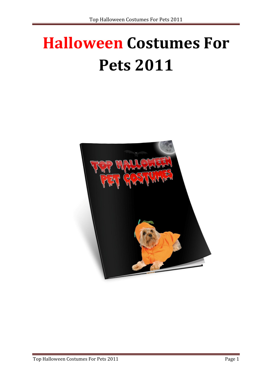 Halloween Costumes for Pets PDF Download