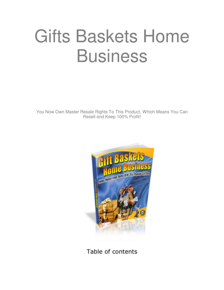 Gifts Baskets Home Business PDF Download – Unknown Author