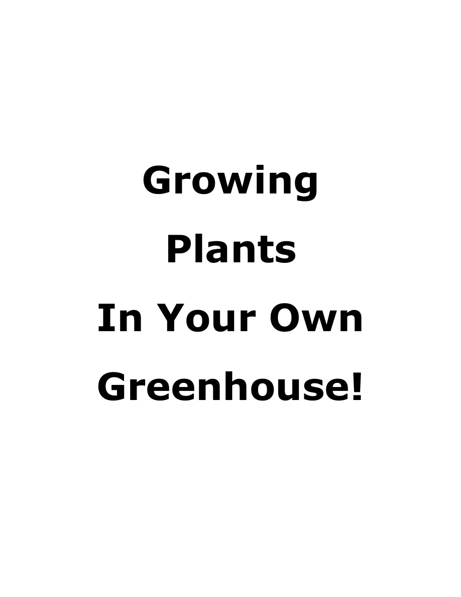 Growing Plants in Your Own Greenhouse PDF Download