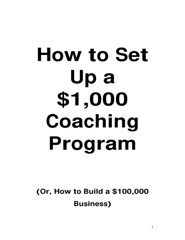 How to Set Up a $1,000 Coaching Program PDF Download – Unknown Author