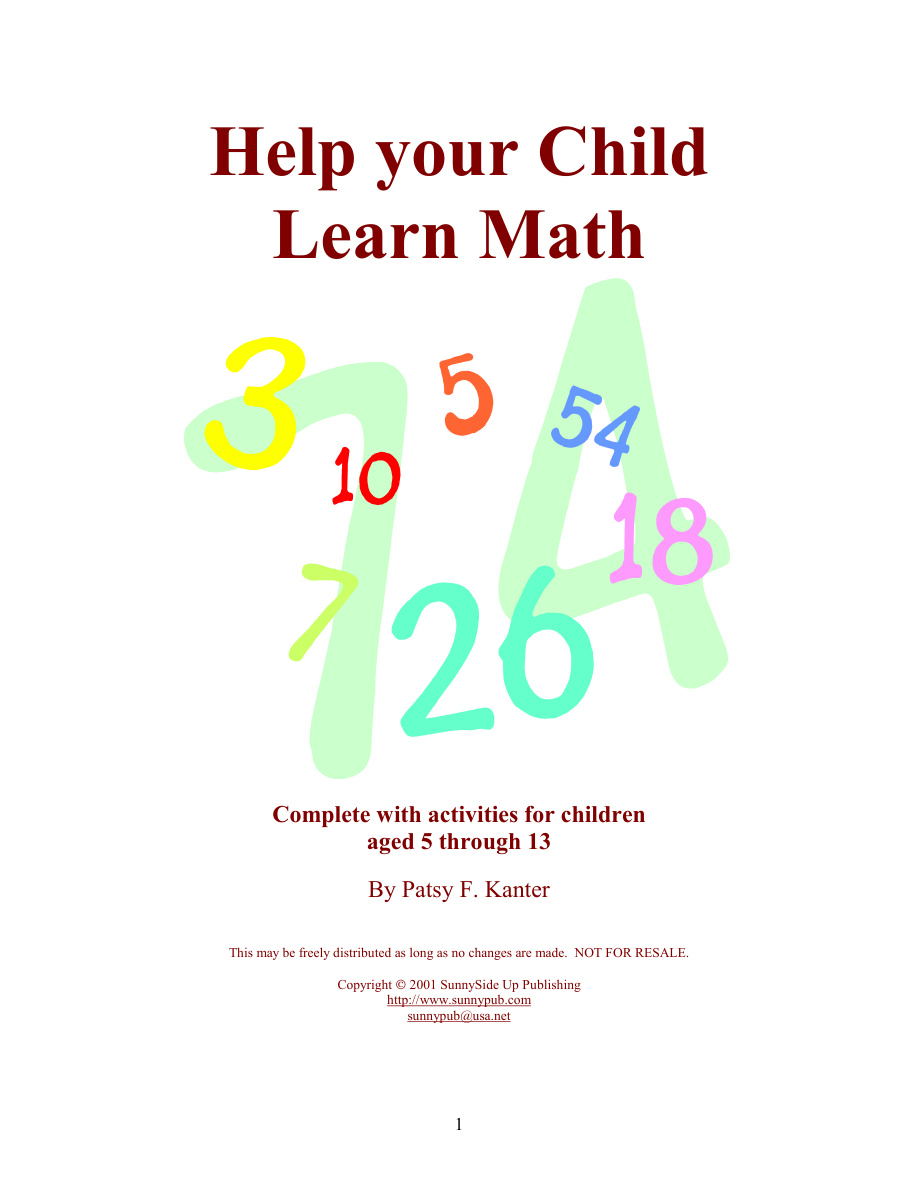 Mathematics Education: Help Your Child Learn Math PDF Download