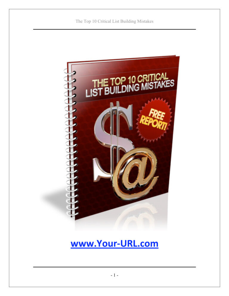The Top 10 Critical List Building Mistakes PDF Download – Unknown Author