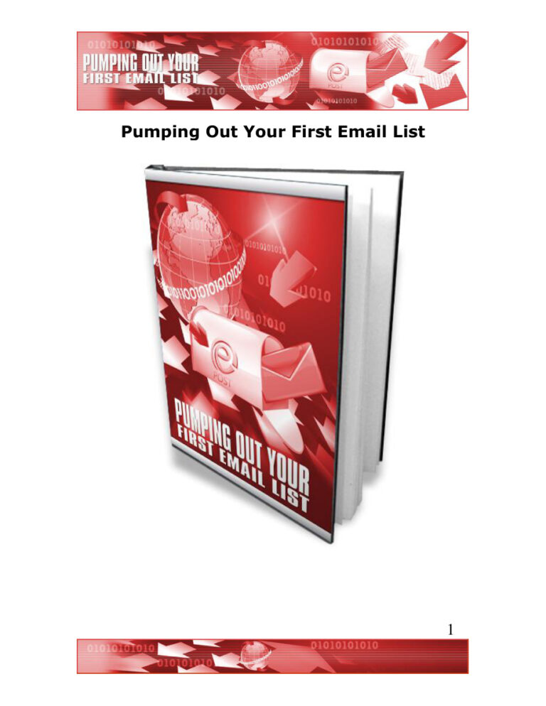 Pumping Out Your First Email List PDF Download – Unknown Author