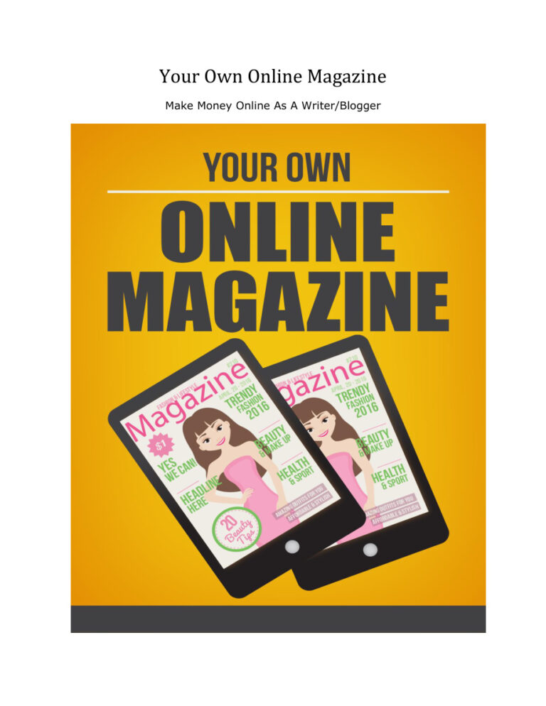 Your Own Online Magazine PDF Download – Unknown Author