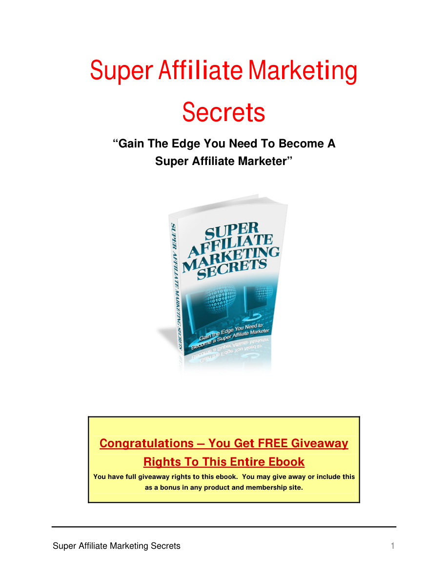 Super Affiliate Marketing Secrets PDF Download