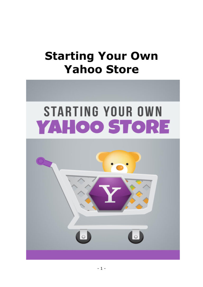 Starting Your Own Yahoo Store PDF Download – Unknown Author