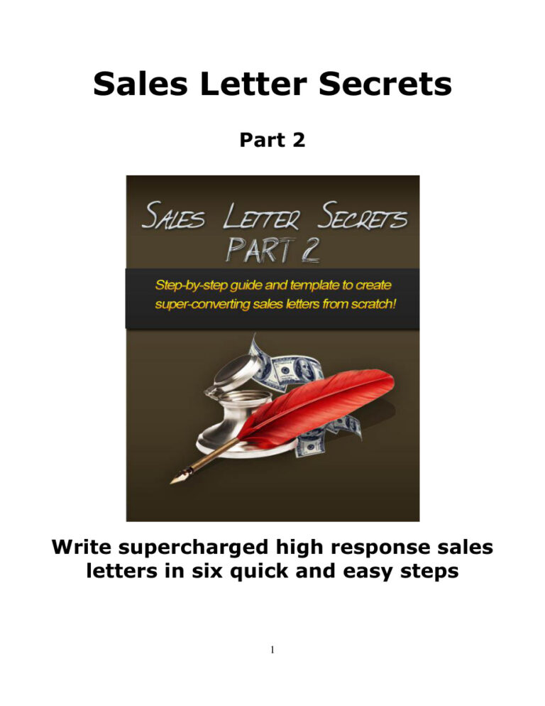 Sales Letter Secrets Part 2 PDF Download – Unknown Author
