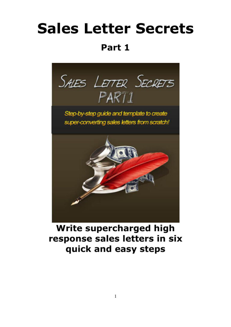 Sales Letter Secrets Part 1 PDF Download – Unknown Author