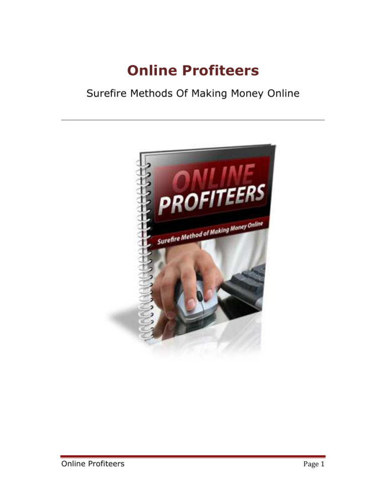 Online Profiteers PDF Download – Unknown Author