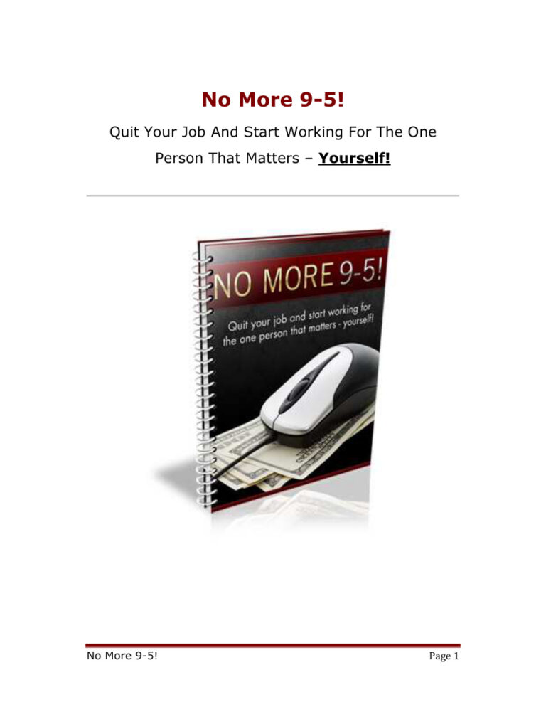 No More 9-5 PDF Download – Unknown Author