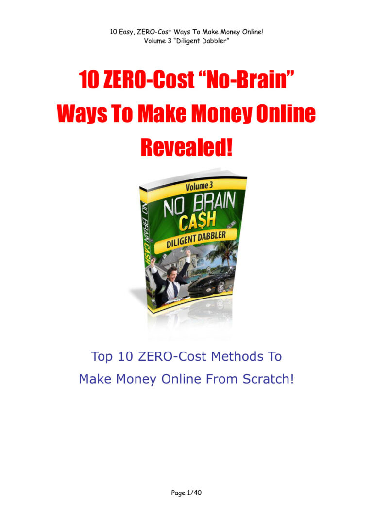 10 Easy Zero Cost Ways to Make Money Online Volume 3 PDF Download – Unknown Author