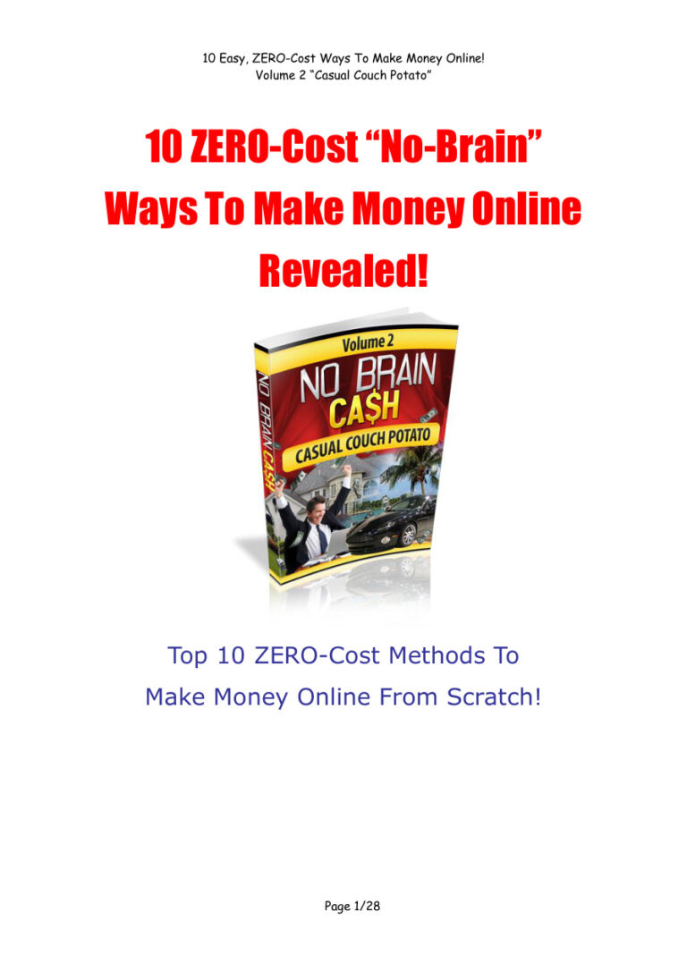 10 Easy Zero Cost Ways to Make Money Online Volume 2 PDF Download – Unknown Author