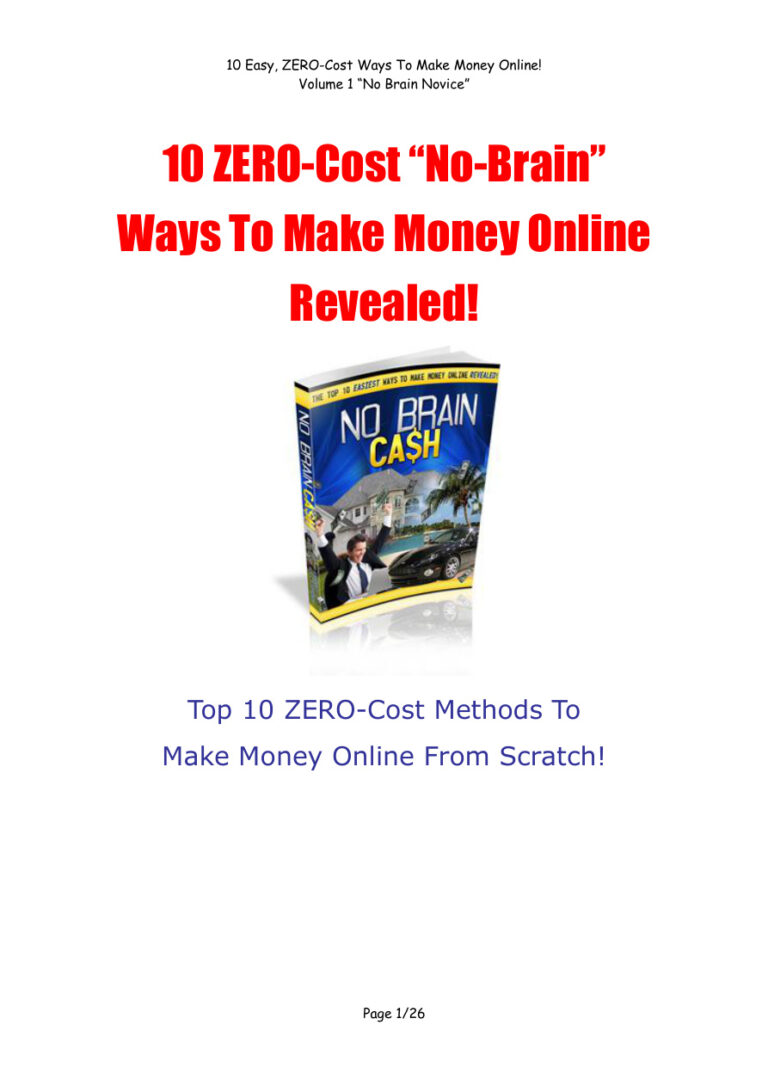 10 Easy Zero Cost Ways to Make Money Online Volume 1 PDF Download – Unknown Author