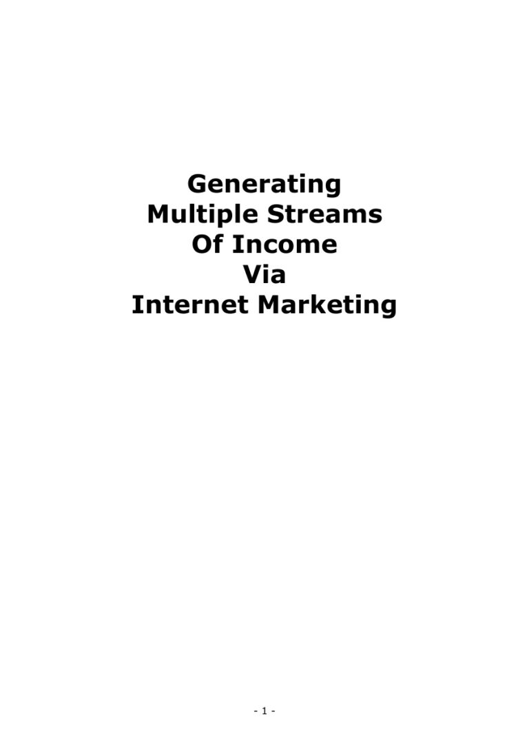 Generating Multiple Streams of Income PDF Download – Unknown Author