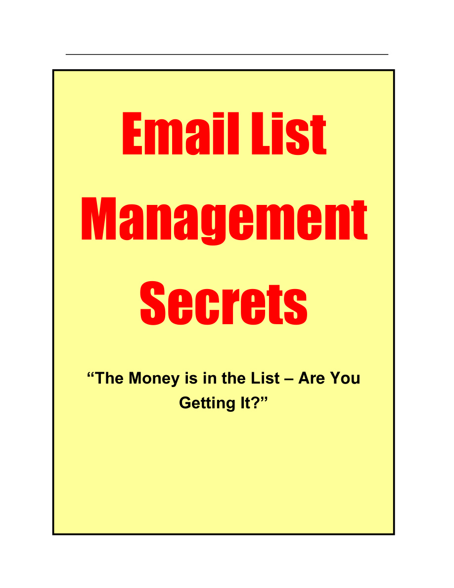 Email List Management Secrets PDF Download