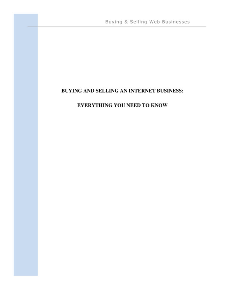 Buying and Selling an Internet Business PDF Download – Unknown Author