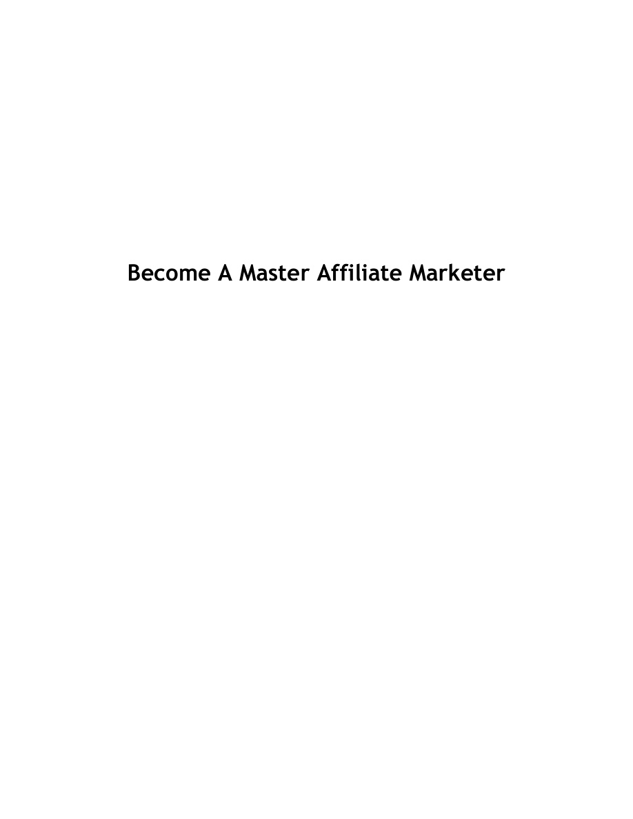 Become a Master Affiliate Marketer PDF Download