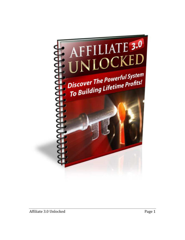 Affiliate 3.0 Unlocked PDF Download – Unknown Author