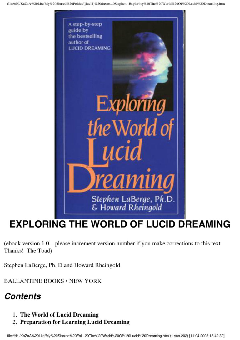 Exploring the World of Lucid Dreaming PDF Download – Unknown Author