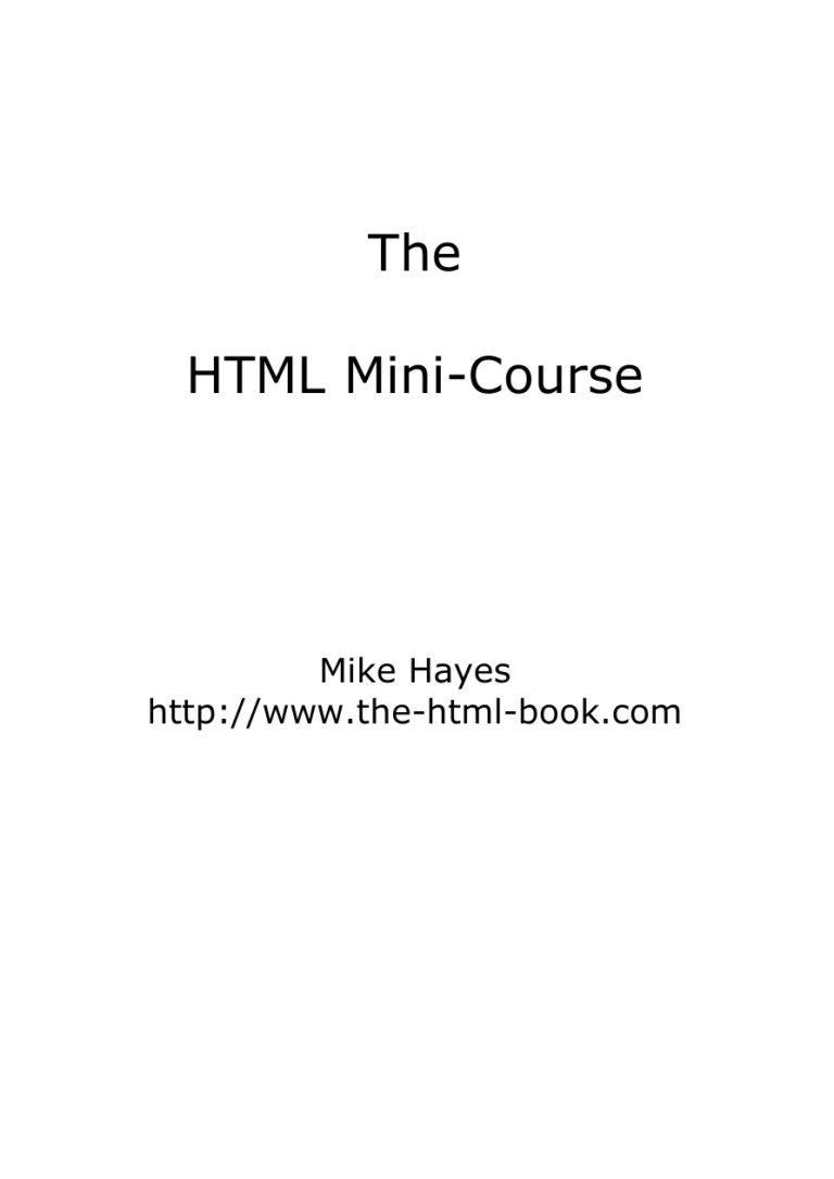 The HTML Mini-Course PDF Download – Mike Hayes
