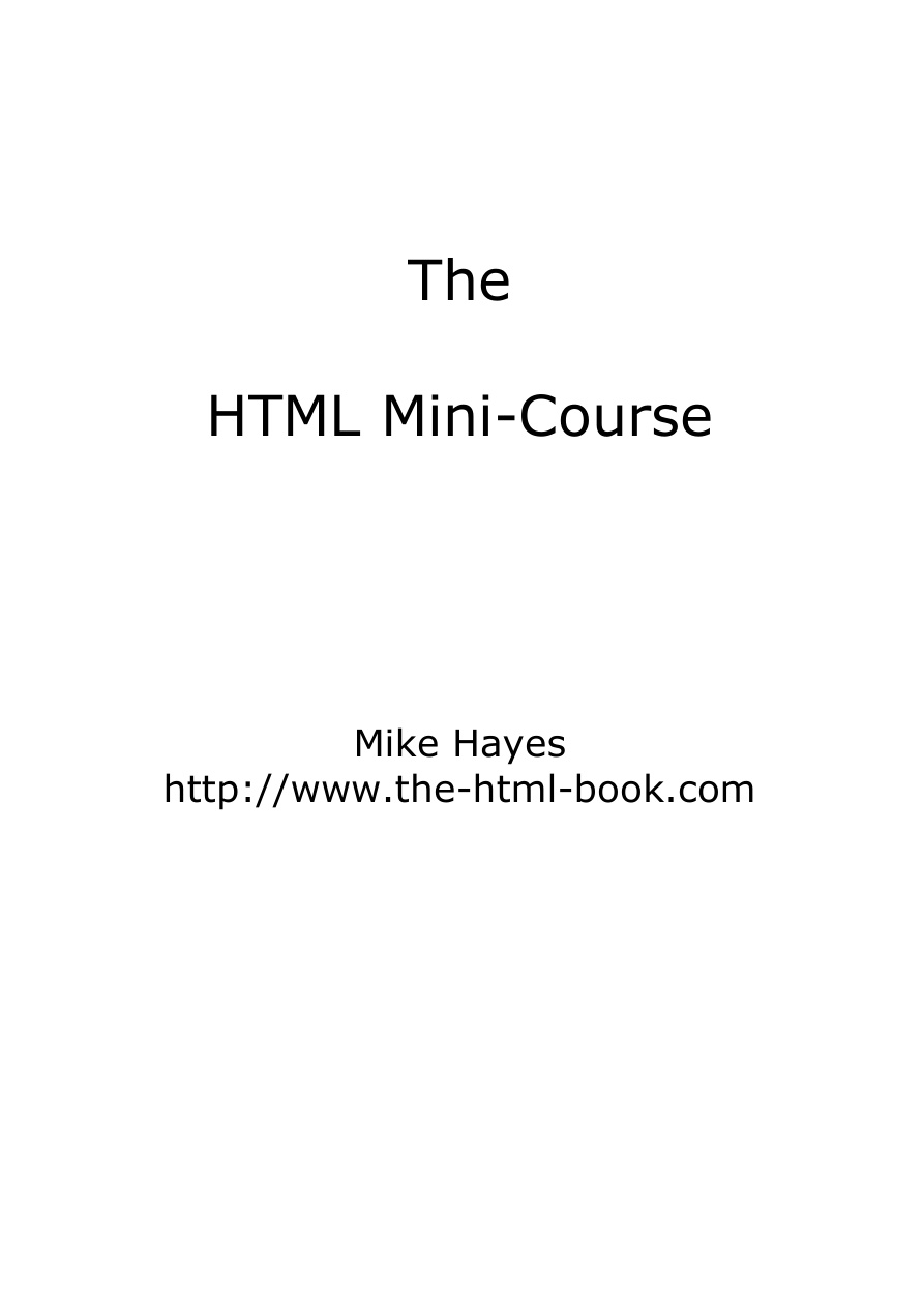The HTML Mini-Course PDF Download