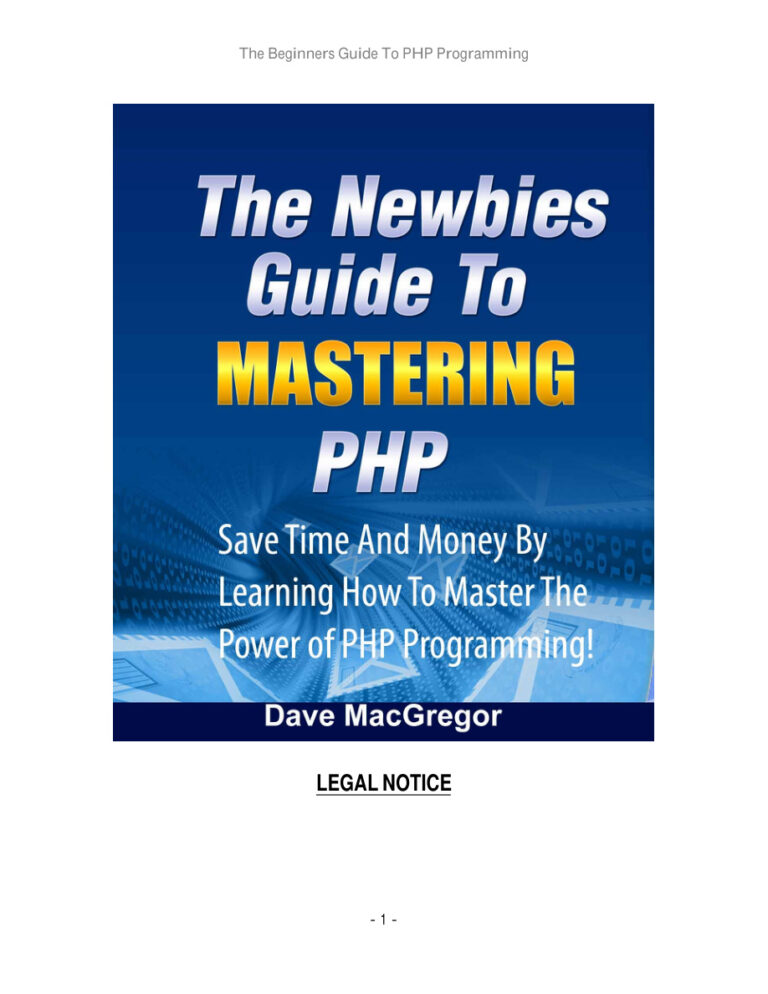 The Beginners Guide to PHP Programming PDF Download – Unknown Author