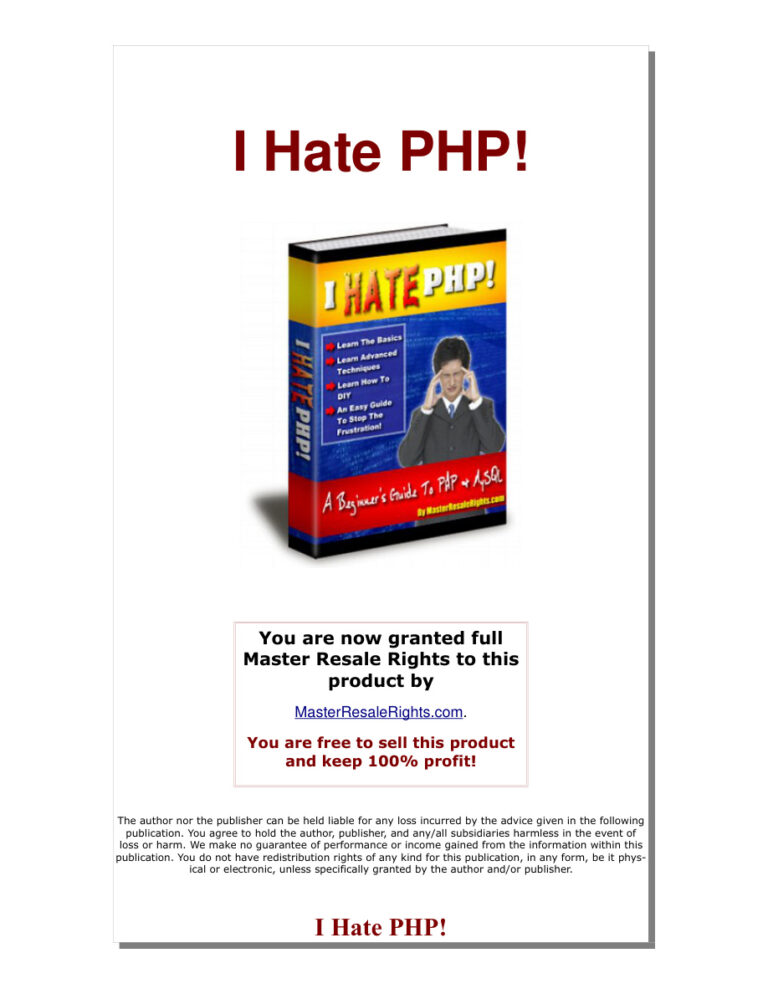 I Hate PHP PDF Download – Unknown Author
