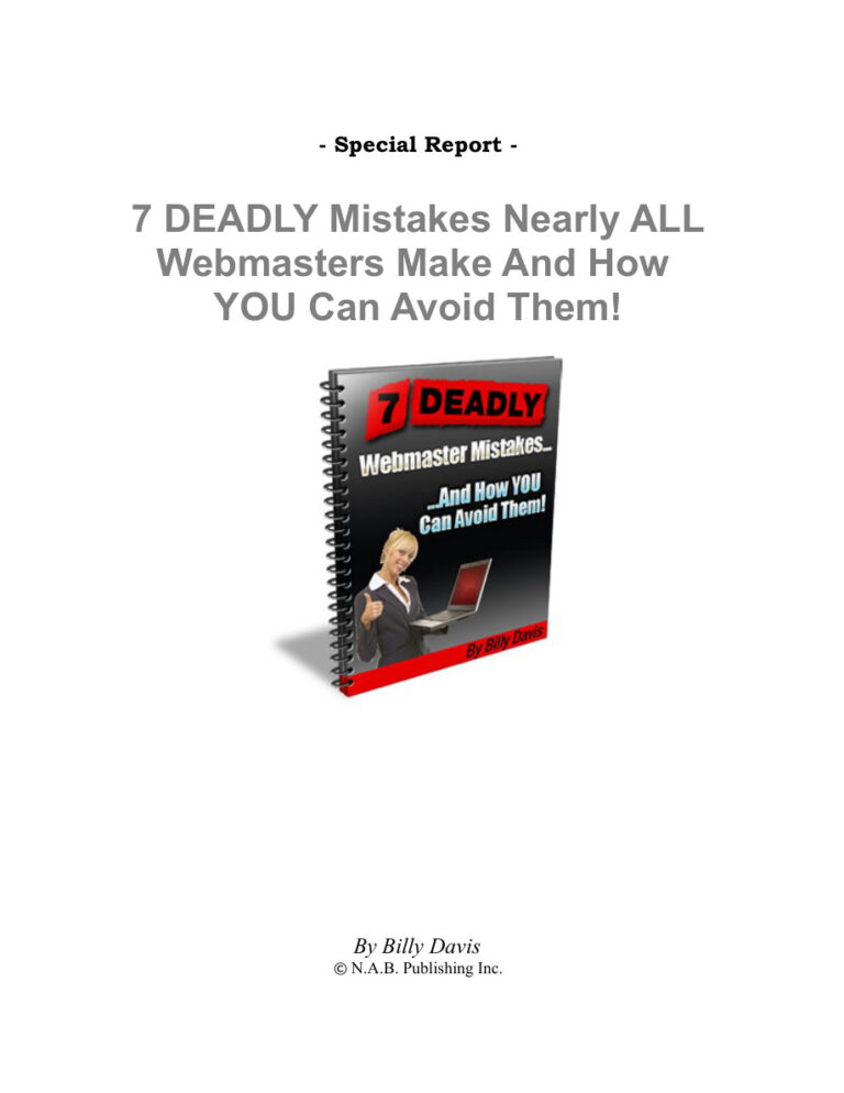 7 Deadly Webmaster Mistakes PDF Download – Unknown Author