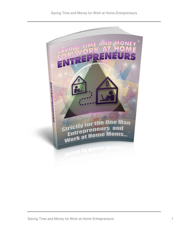 Saving Time and Money for Work-at-Home Entrepreneurs PDF Download – Unknown Author