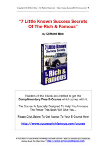 68b5c09688bbf 7 little known success secrets of the rich and famous by clifford mee Kitap Kapağı