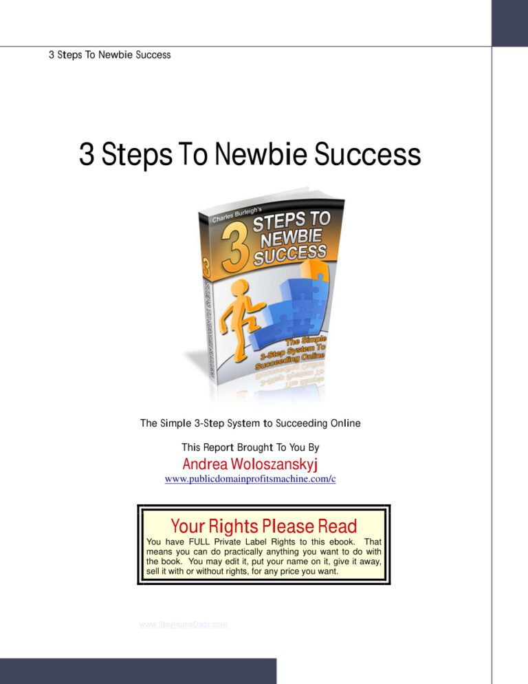 3 Steps to Newbie Success PDF Download – Unknown Author