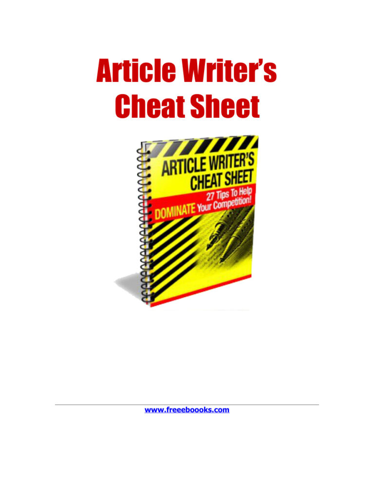 68bc241638c9d article writer s cheat sheet Kitap Kapağı