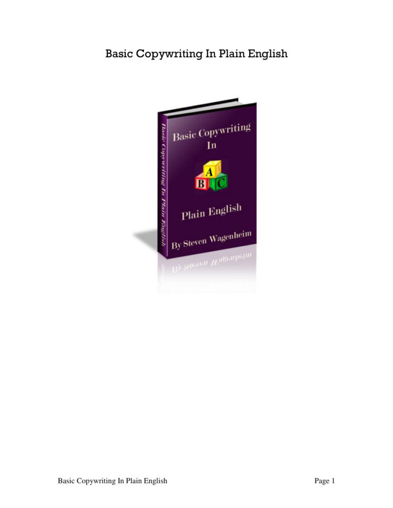 Basic Copywriting in Plain English PDF Download – Unknown Author