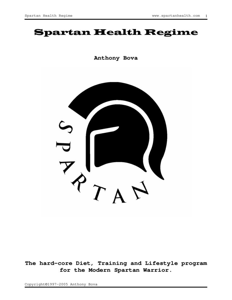 Spartan Health Regime PDF Download – Anthony Bova