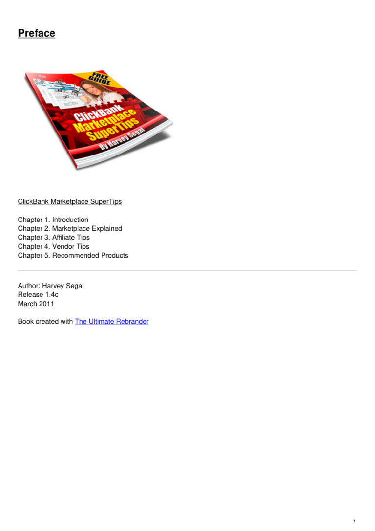 Clickbank Marketplace Super Tips PDF Download – Unknown Author
