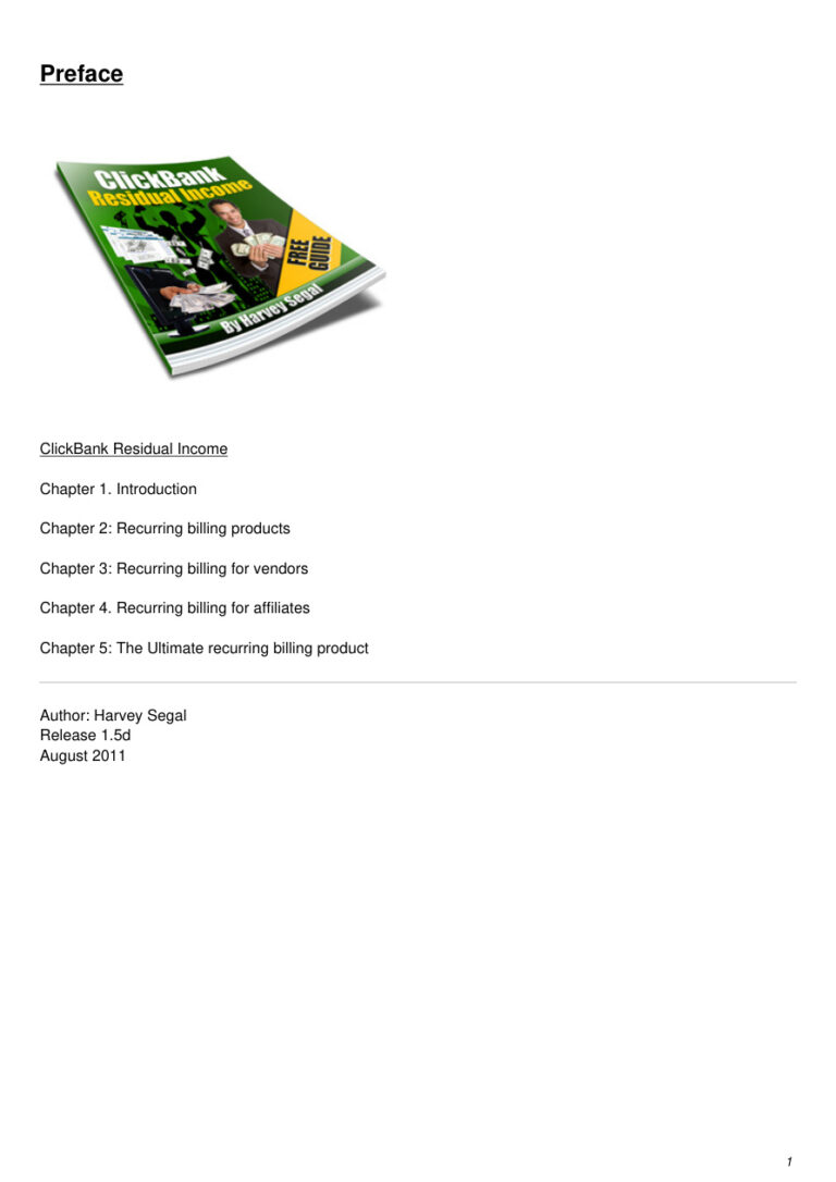 Clickbank Residual Income PDF Download – Unknown Author