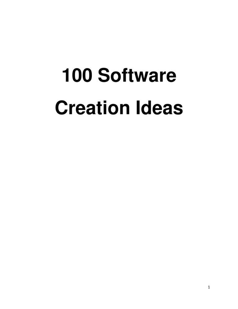 100 Software Creation Ideas PDF Download – Unknown Author