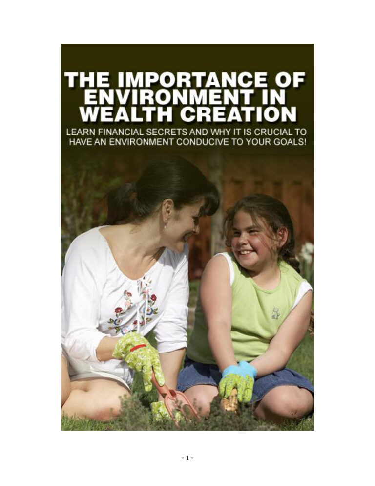 The Importance of Environment in Wealth Creation PDF Download – Unknown Author