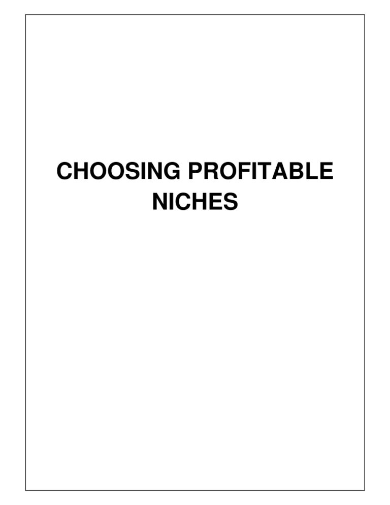 Choosing Profitable Niches PDF Download – Unknown Author
