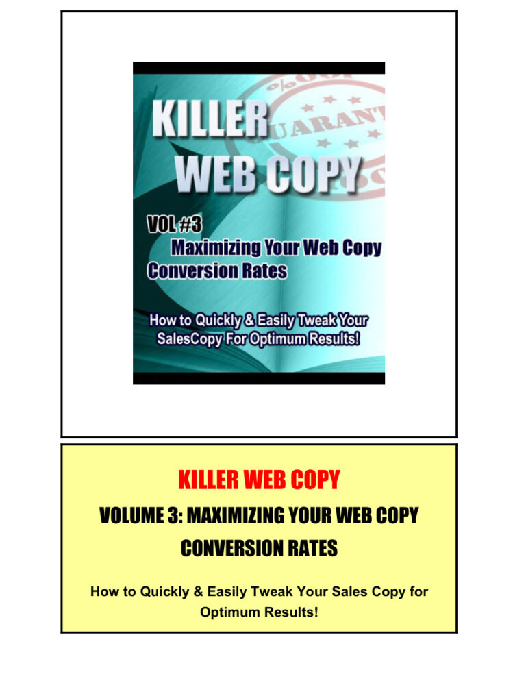 Killer Web Copy Volume 3 PDF Download – Unknown Author