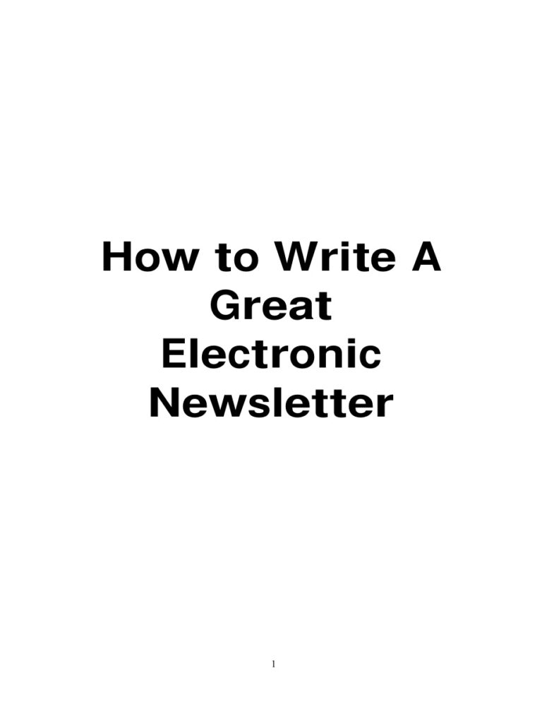 How to Write a Great Electronic Newsletter PDF Download – Unknown Author