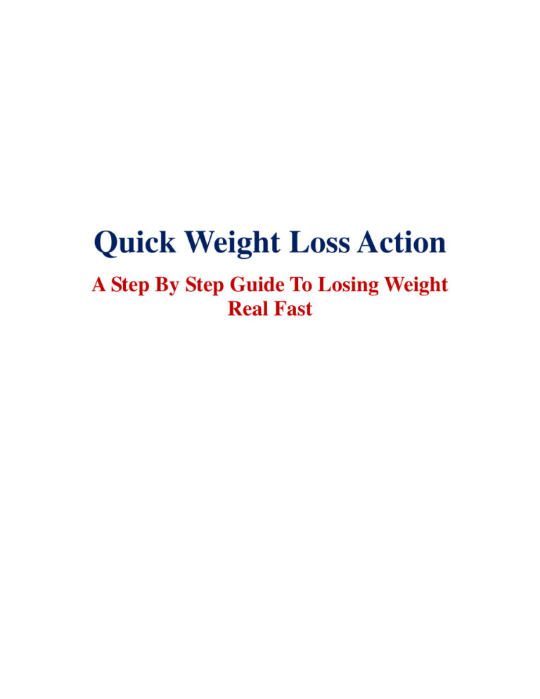 Quick Weight Loss Action PDF Download – Unknown Author