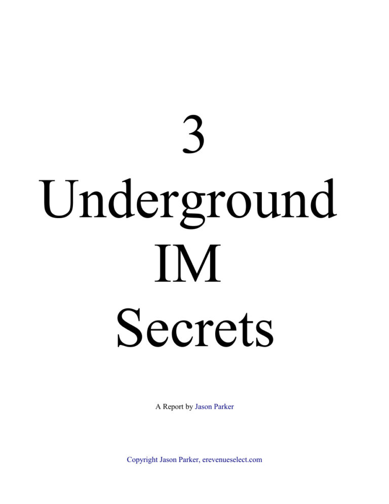 3 Underground IM Secrets PDF Download – Unknown Author