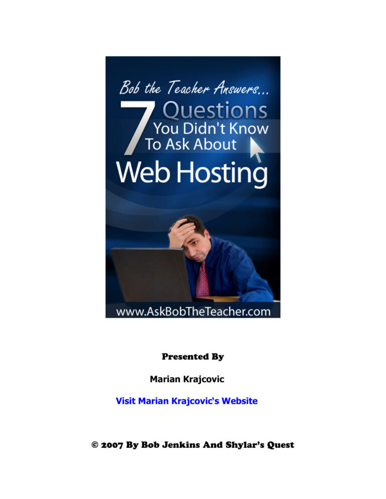 Web Hosting Basic: 7 Questions You Didn’t Know to Ask PDF Download – Unknown Author