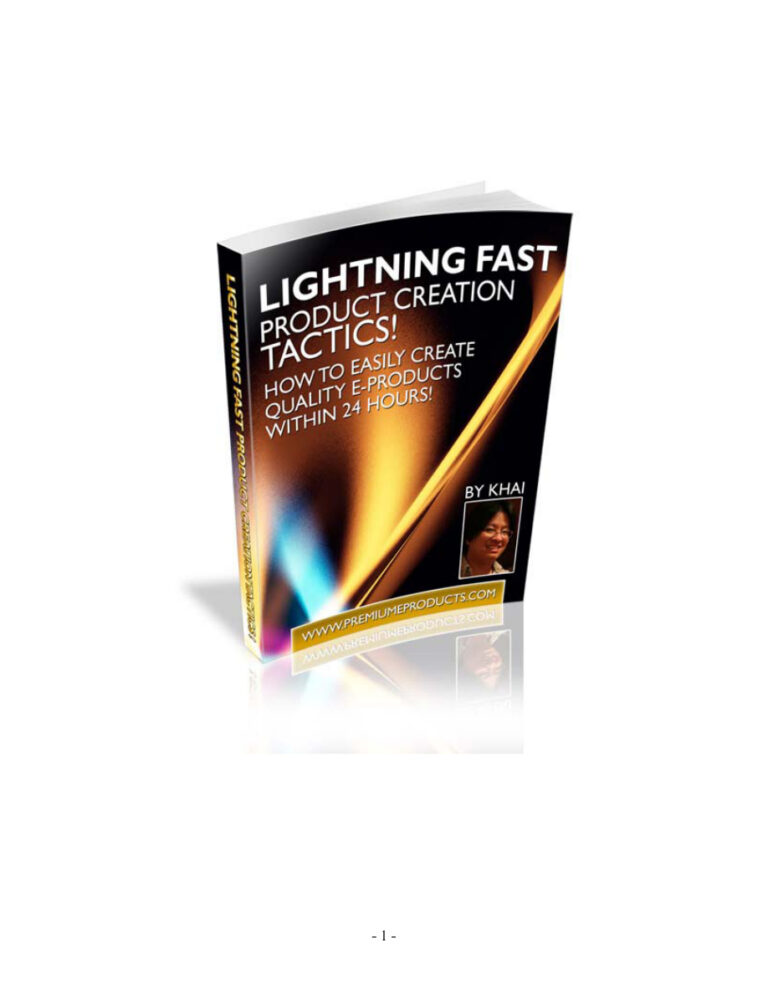Lightning Fast Product Creation PDF Download – Unknown Author
