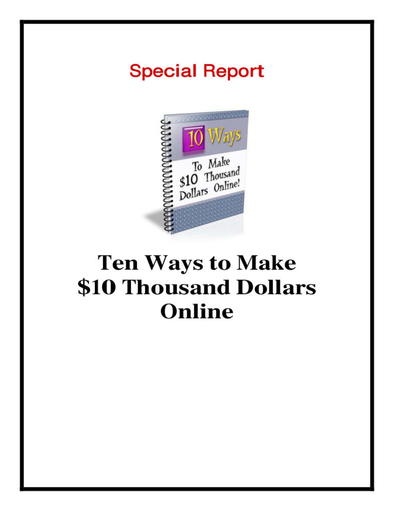 Ten Ways to Make 10 Thousand Dollars Online PDF Download – Unknown Author