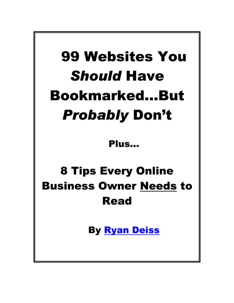 99 Websites You Should Have Bookmarked PDF Download – Unknown Author